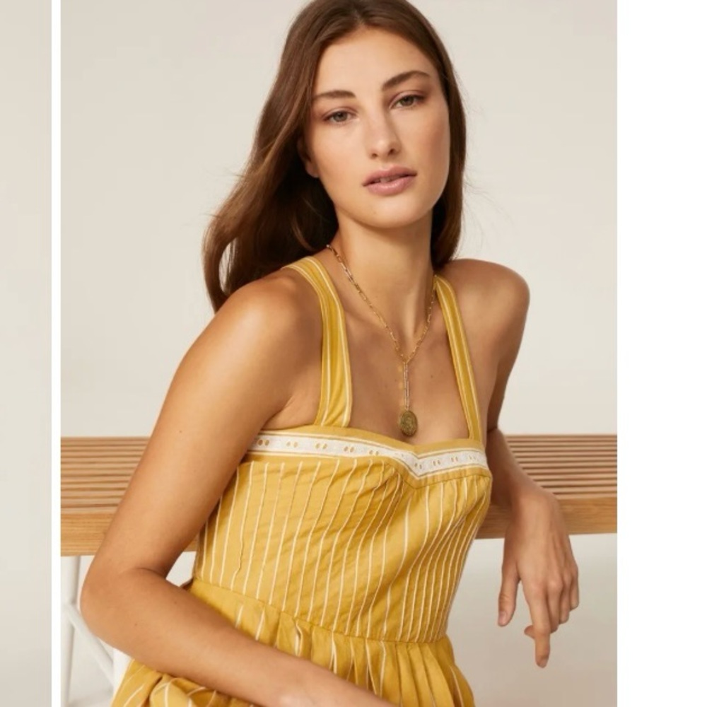 THE GREAT. Yellow Striped Midi Sundress - Picture 2 of 5